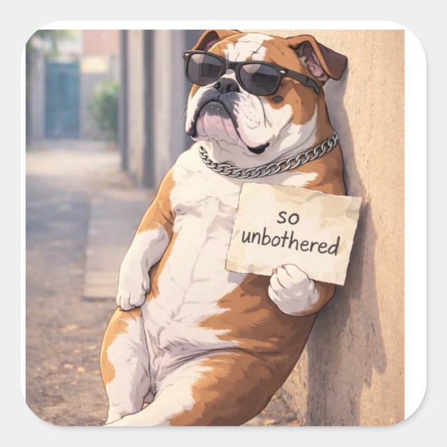 Adesivo Quadrado FAFO — Unbothered Bulldog Sticker (Frente)