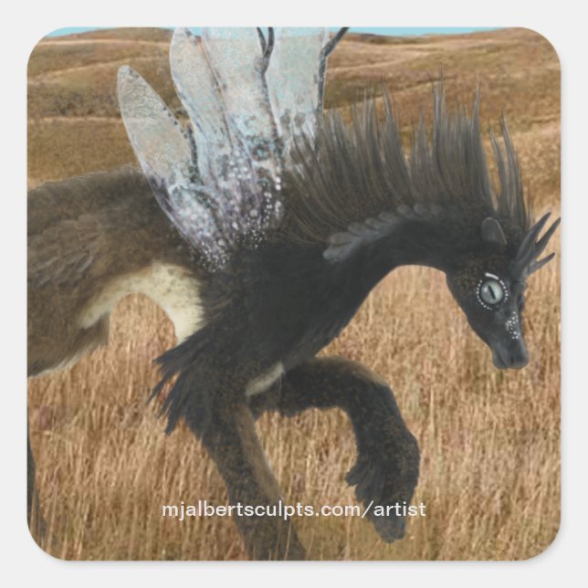Adesivo Quadrado Fairy Deer Dragon Fantasy Creature - Stickers (Frente)