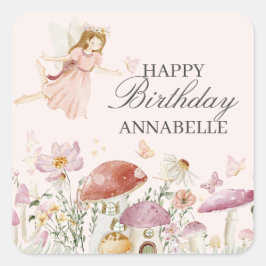Adesivo Quadrado Fairy Garden Birthday - Partido Balão - Decor Favo