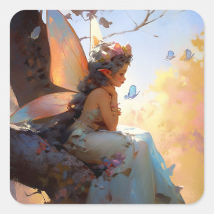 Adesivo Quadrado Fairy Girl Fantasy Art