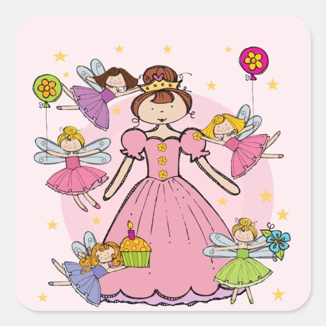 Adesivo Quadrado Fairy Princess Stickers (Frente)