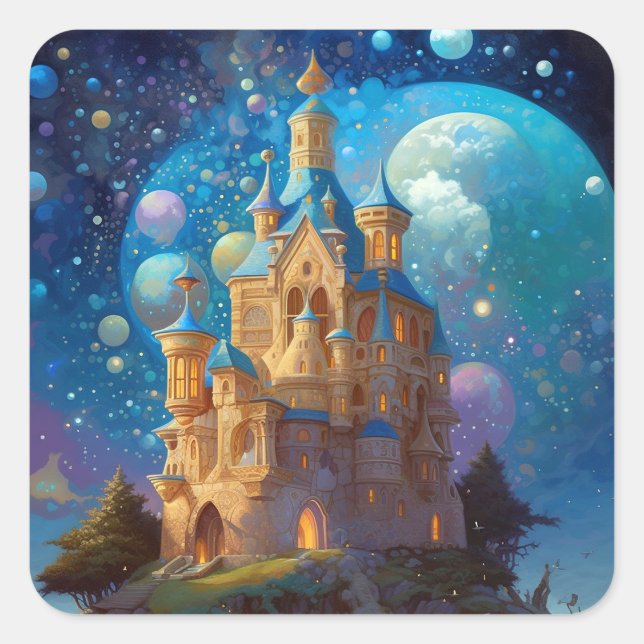 Adesivo Quadrado Fairy Tale Castle Fantasy Art (Frente)