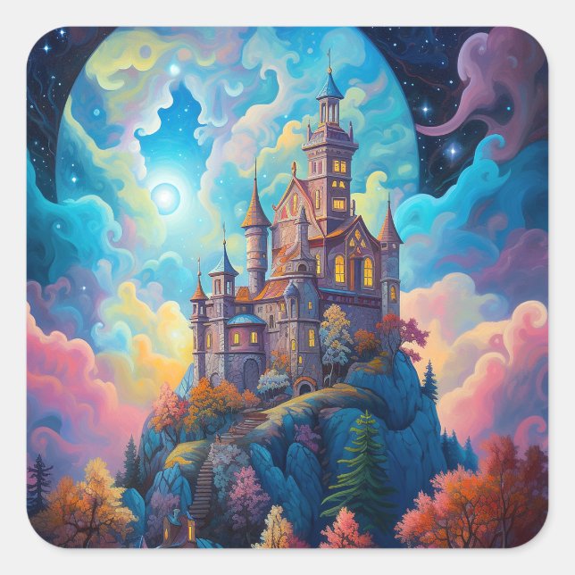 Adesivo Quadrado Fairy Tale Castle Fantasy Art (Frente)