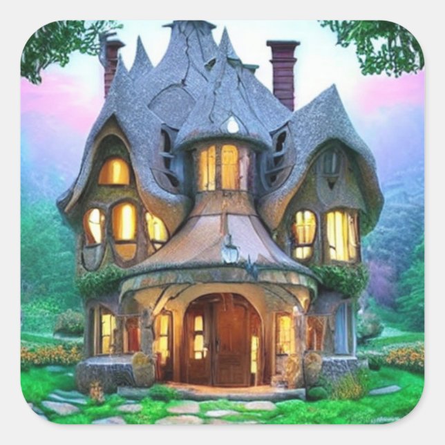 Adesivo Quadrado Fairytale House Square Sticker (Frente)
