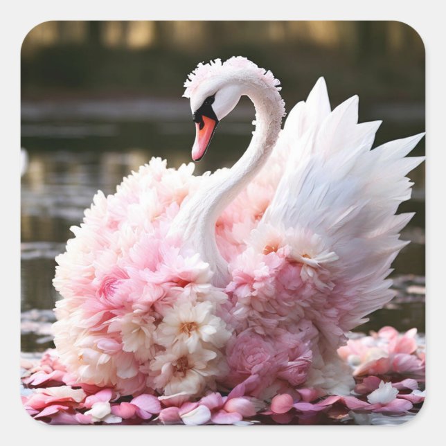 Adesivo Quadrado Fairytale swan (Frente)