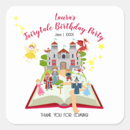 Adesivo Quadrado Fairytales Stories Girl Festa de aniversário