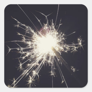 Adesivo Quadrado faísca de fogos de artifício brilhar à noite faísc