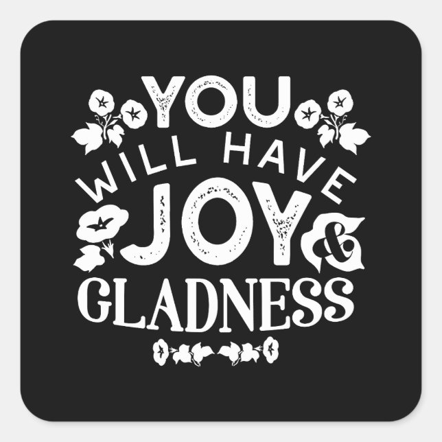 Adesivo Quadrado Faith and Happiness – Joy and Gladness Quotes (Frente)