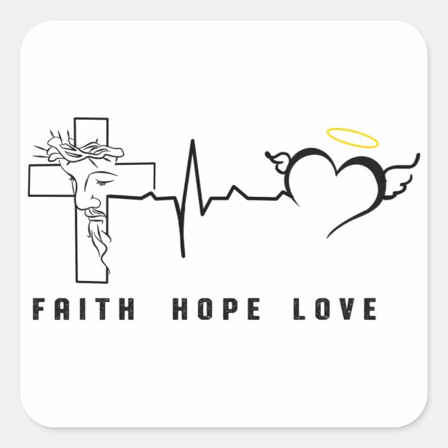 ADESIVO QUADRADO FAITH HOPE LOVE (Frente)