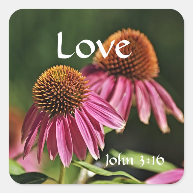 Adesivo Quadrado Faith Pink Wildflower Love Bíblia Sticker (Frente)