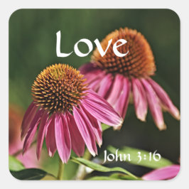 Adesivo Quadrado Faith Pink Wildflower Love Bíblia Sticker
