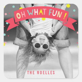 Adesivo Quadrado Faixa Oh Que Diversão Colorido Pontos de Confetes 