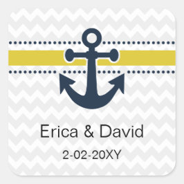 Adesivo Quadrado faixas de diafragma, âncora, envelopes náuticos se