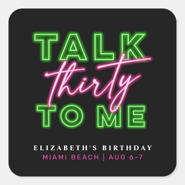 Adesivo Quadrado Fale 30 Neon Green e Rosa Sujos (Frente)