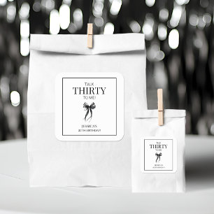 Adesivo Quadrado Fale 30 para mim aniversário de 30 anos preto e br