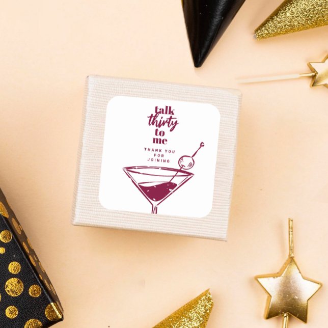 Adesivo Quadrado Fale Comigo 30 aniversário de 30 anos Martini (Criador carregado)