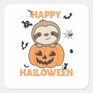 Adesivo Quadrado Falhas Em Pumpkin Em Suas Lúteras Para O Halloween