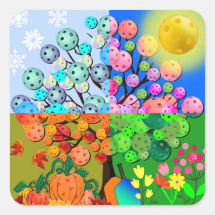 Adesivo Quadrado Fall de inverno com Primavera de Verão da Estação