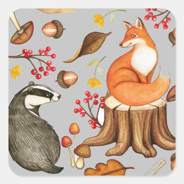Adesivo Quadrado Fall Deixa Badger & Fox (Frente)