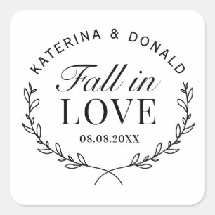 Adesivo Quadrado Fall in Love Autumn Chá de panela Rustic Weding