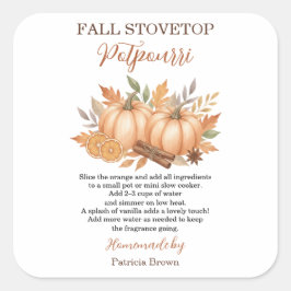 Adesivo Quadrado Fall Stovetop Potpourri Recipe Pumpkin