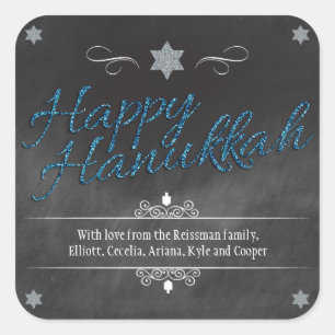Adesivo Quadrado Falso BlueGlitter Hanukkah do quadro