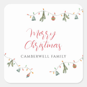 Adesivo Quadrado Família Boho de Natal Botânico