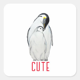 Adesivo Quadrado Família bonita de pinguins imperadores T-Shirt
