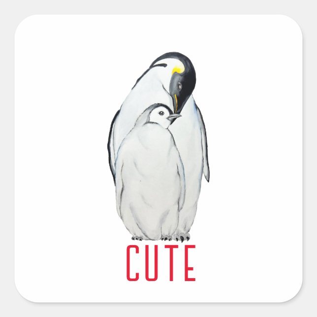 Adesivo Quadrado Família bonita de pinguins imperadores T-Shirt (Frente)