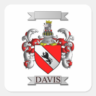 Adesivo Quadrado Família Davis Sobrenome e Escudo