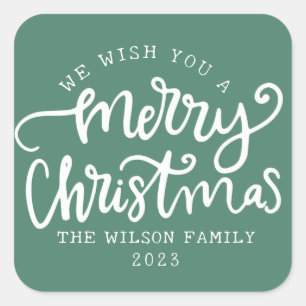 Adesivo Quadrado Família de caligrafia verde