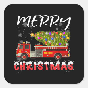 Adesivo Quadrado Família de Natal dos Bombeiros de Pinheiros de Ca