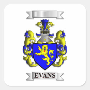 Adesivo Quadrado Família Evans Sobrenome e Escudo