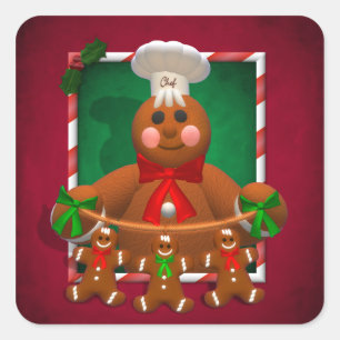 Adesivo Quadrado Família Gingerbird: Funny Baker