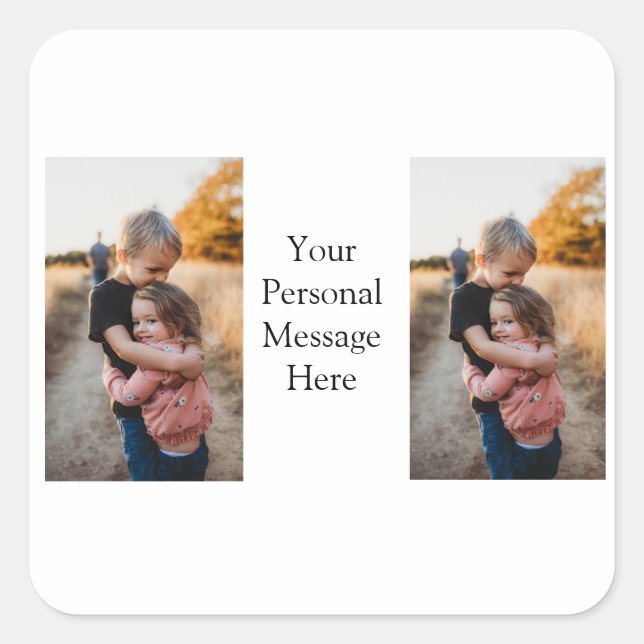 Adesivo Quadrado família irmão irmã adiciona fotografia mensagem pe (Frente)