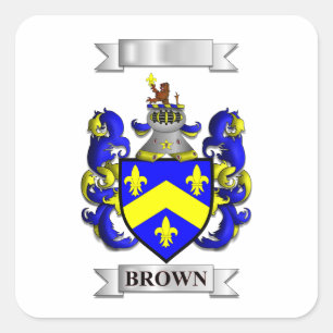 Adesivo Quadrado Família Sobrenome Brown e Escudo