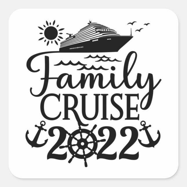 Adesivo Quadrado Family Cruise 2022 Vacation Matching Family Trip (Frente)