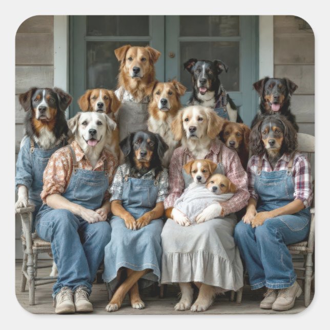 Adesivo Quadrado Family Dog Portrait (Frente)