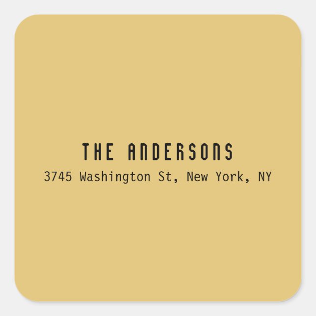 Adesivo Quadrado Family Name Modern Plain Professional Brass Yellow (Frente)