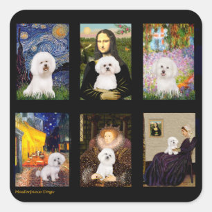Adesivo Quadrado Famosa arte Bichon Frise Composta