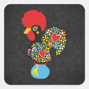 Adesivo Quadrado Famoso galo de Barcelona Nr 06 - Vintage Black