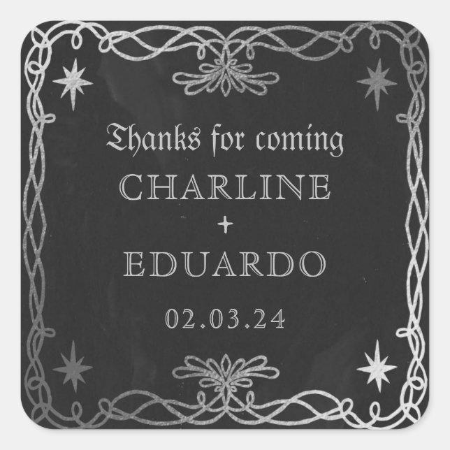 Adesivo Quadrado Fantasia Gótica Silver Ivy Wedding (Frente)