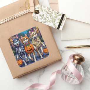 Adesivo Quadrado Fantasias de Halloween para Trick-or-Treat do Husk