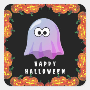 Adesivo Quadrado Fantasma Bonito e Rosa do Google Olhos: Spooky e W
