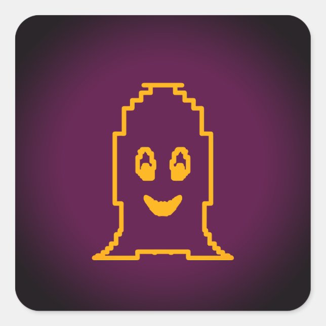 Adesivo Quadrado Fantasma bonito sorridente (Frente)