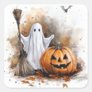 Adesivo Quadrado Fantasma da Broomstick incrivelmente Bonita