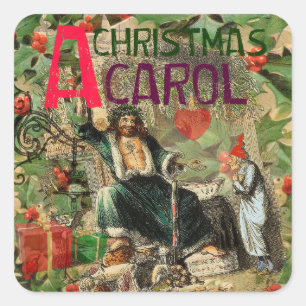 Adesivo Quadrado Fantasma da Ilustração de Natal Presente