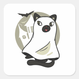 Adesivo Quadrado Fantasma de Gato Louco