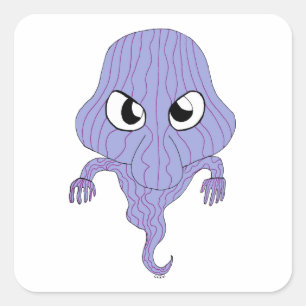 Adesivo Quadrado Fantasma do estilo Chibi