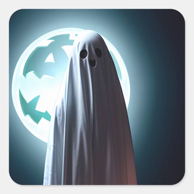 Adesivo Quadrado Fantasma Halloween (Frente)